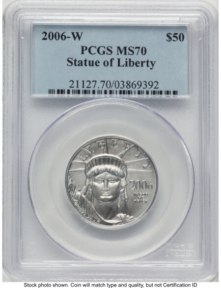 2006-W Burnished Platinum Eagle 1/2 oz Blue Label 70 PCGS
