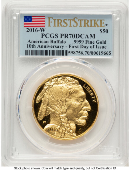 2016-W Proof Gold Buffalo 1 oz FDI FS Flag 70 PCGS