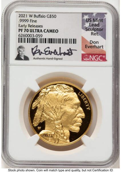 2021-W Proof Gold Buffalo 1 oz ER Don Everhart 70 NGC