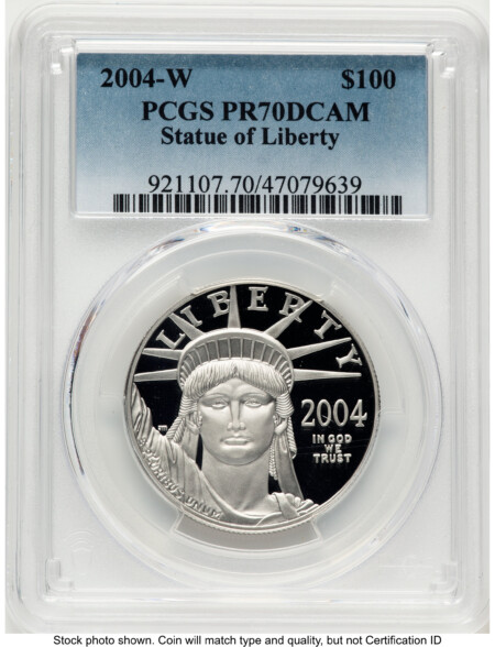 2004-W Proof Platinum Eagle 1 oz Blue Gradient 70 PCGS