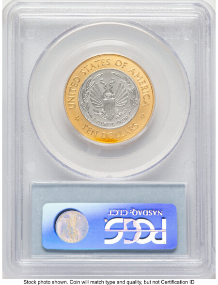 2000-W $10 Library of Congress Bi-Metallic Gold 0.2509 oz and Platinum 0.2509 oz, MS US Vault Collection Blue Label 70 PCGS