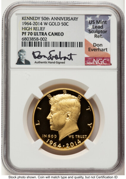 2014-W 50C Gold JFK 50th Anniversary Don Everhart 70 NGC
