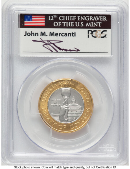 2000-W $10 Library of Congress Bi-Metallic Gold 0.2509 oz and Platinum 0.2509 oz, MS John Mercanti 70 PCGS