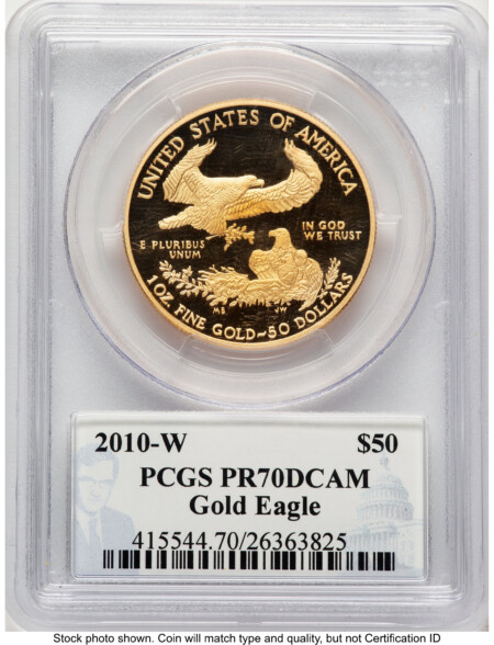 2010-W Proof Gold Eagle 1 oz Philip Diehl 70 PCGS