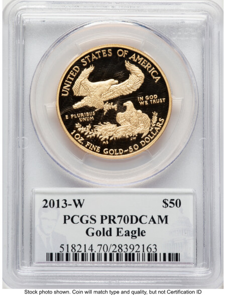 2013-W Proof Gold Eagle 1 oz Philip Diehl 70 PCGS