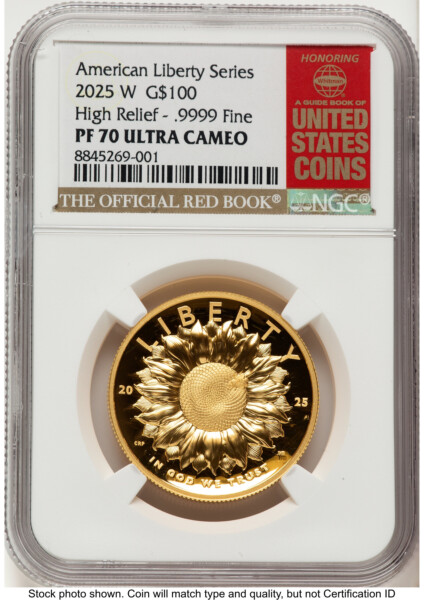 2025-W G$100 American Liberty High Relief, DC Red Book 70 NGC