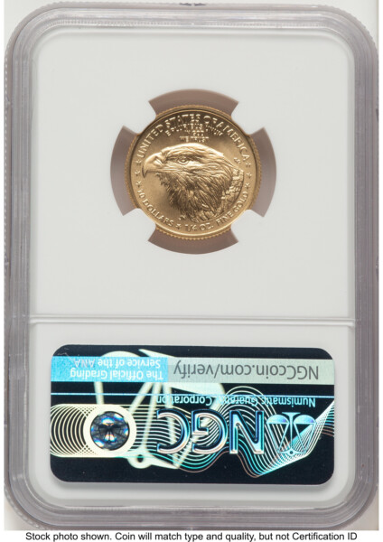 2021-W TY2 Gold Eagle 1/4 oz Unfinished Proof Dies Mike Castle 70 NGC
