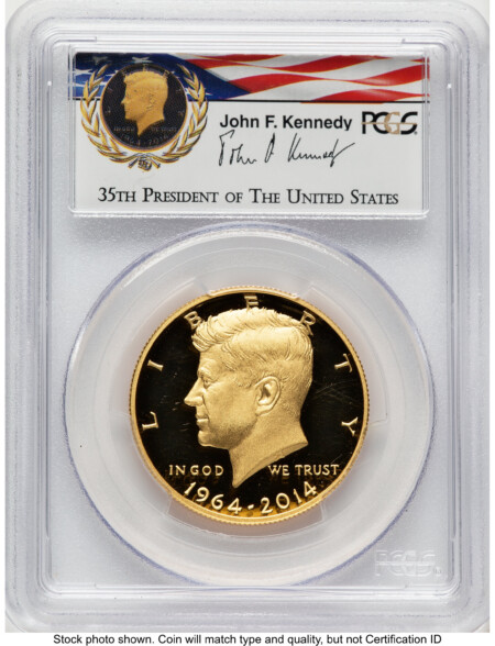 2014-W 50C Gold JFK 50th Anniversary JFK Camelot Label 70 PCGS