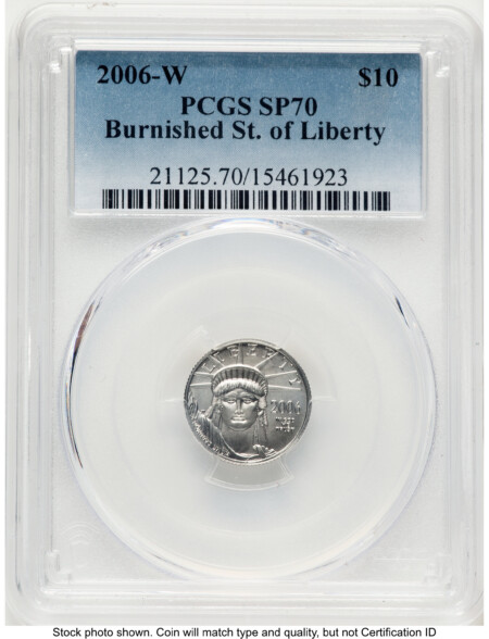 2006-W Burnished Platinum Eagle 1/10 oz Blue Gradient 70 PCGS