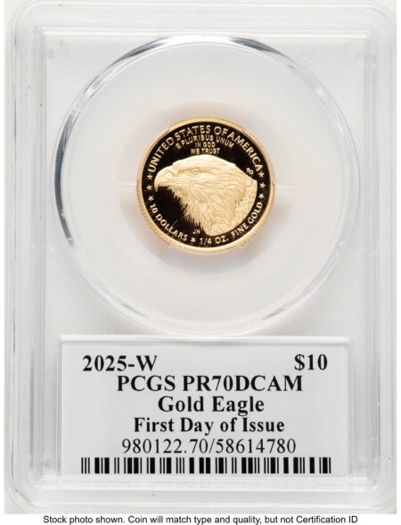 2025-W Proof Gold Eagle 1/4 oz FDI David Hall 70 PCGS