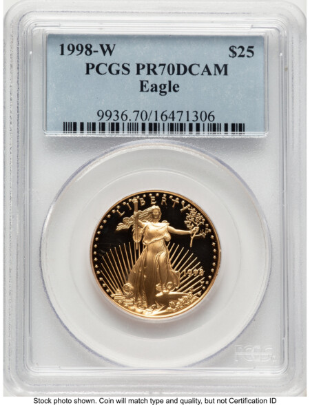 1998-W Proof Gold Eagle 1/2 oz Blue Label 70 PCGS