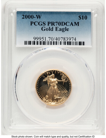 2000-W Proof Gold Eagle 1/4 oz Blue Gradient 70 PCGS