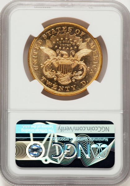 1872 $20, PL NGC Plus Brown Label 61 NGC