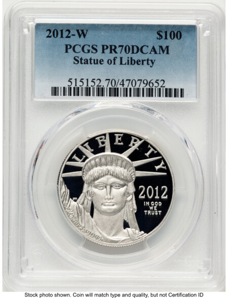 2012-W Proof Platinum Eagle 1 oz Blue Gradient 70 PCGS