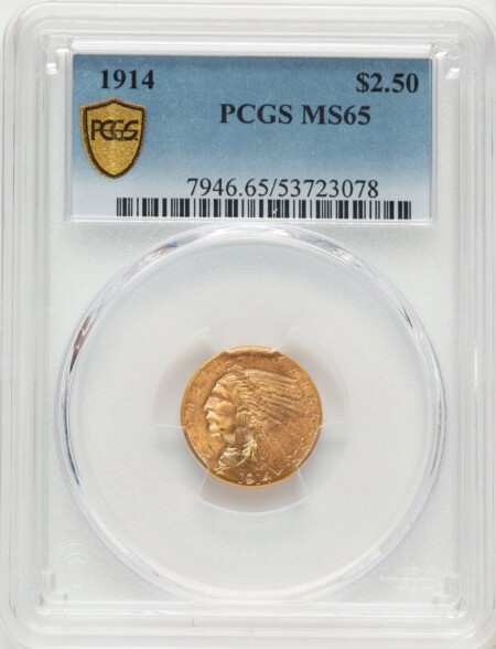 1914 $2 1/2 PCGS Secure 65 PCGS