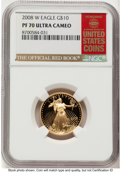 2008-W Proof Gold Eagle 1/4 oz Red Book 70 NGC