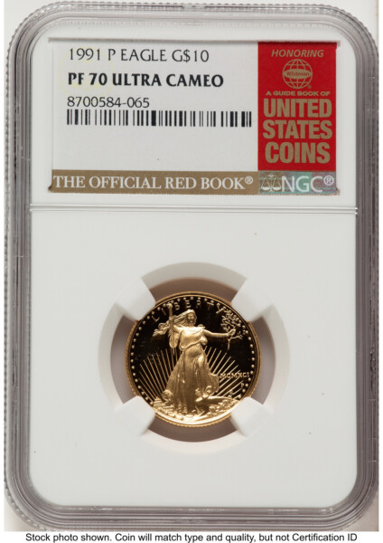 1991-P Proof Gold Eagle 1/4 oz Red Book 70 NGC