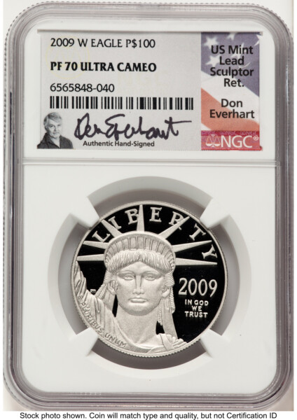 2009-W Proof Platinum Eagle 1 oz Don Everhart 70 NGC