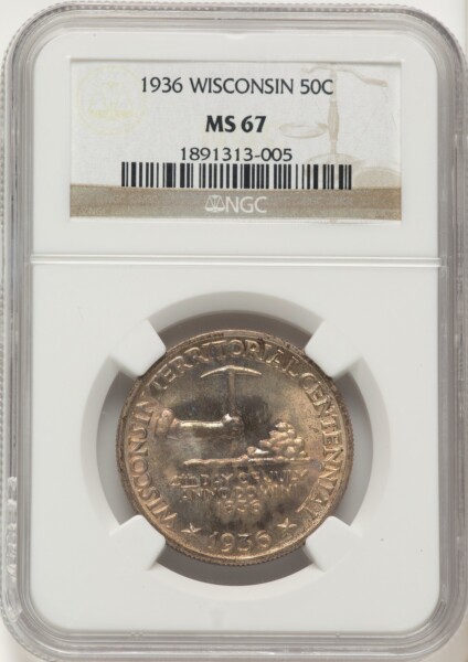 1936 50C Wisconsin, MS 67 NGC