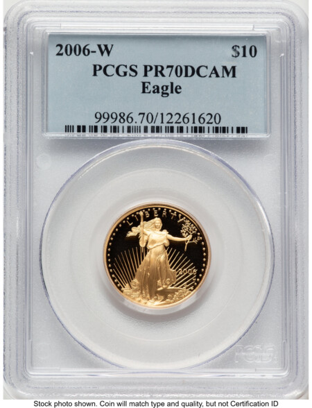2006-W Proof Gold Eagle 1/4 oz Blue Label 70 PCGS