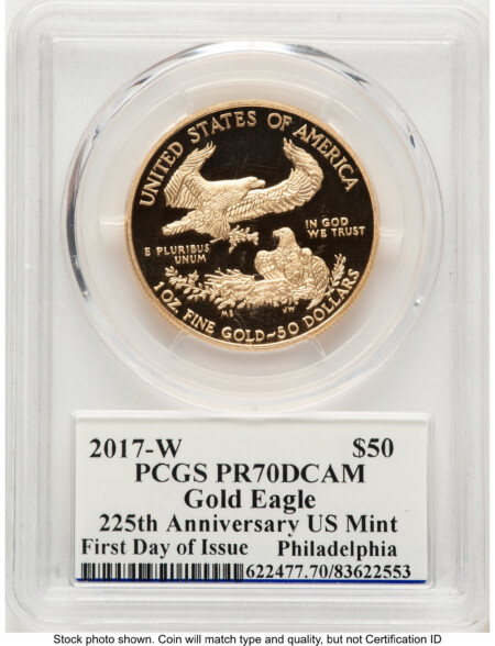 2017-W Proof Gold Eagle 1 oz FDI Ed Moy Philadelphia 70 PCGS