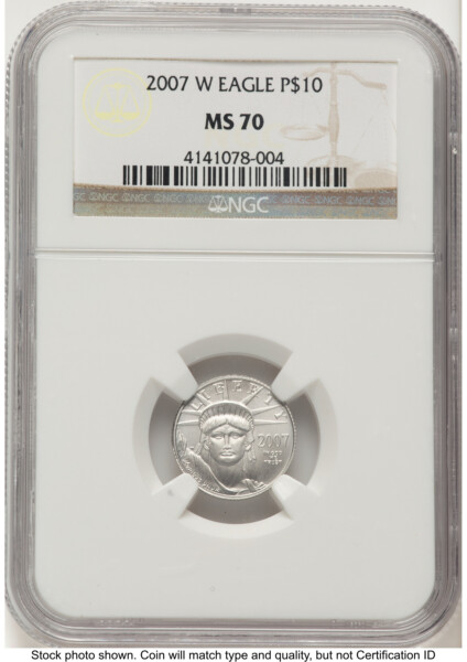 2007-W Burnished Platinum Eagle 1/10 oz Brown Label 70 NGC