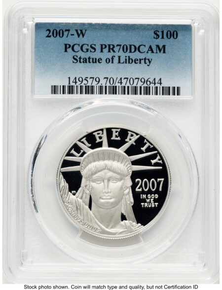 2007-W Proof Platinum Eagle 1 oz Blue Gradient 70 PCGS