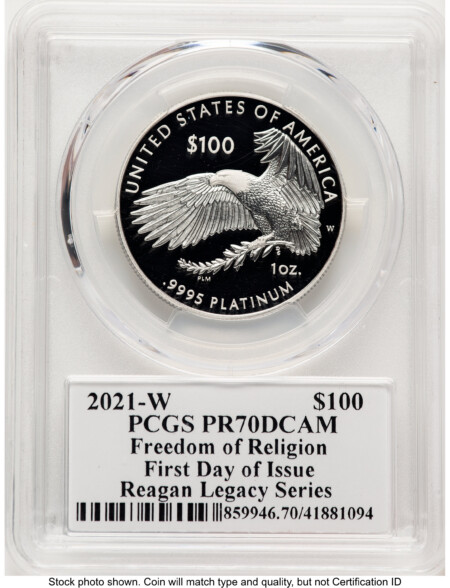 2021-W Proof Platinum Eagle 1 oz FDI Reagan Legacy Series Michael Reagan Picture 70 PCGS