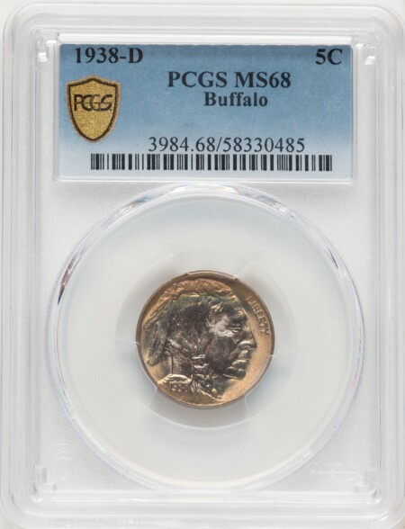 1938-D 5C Buffalo, MS PCGS Secure 68 PCGS