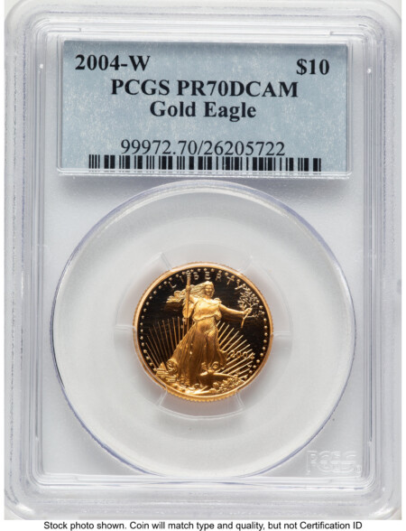 2004-W Proof Gold Eagle 1/4 oz Blue Label 70 PCGS