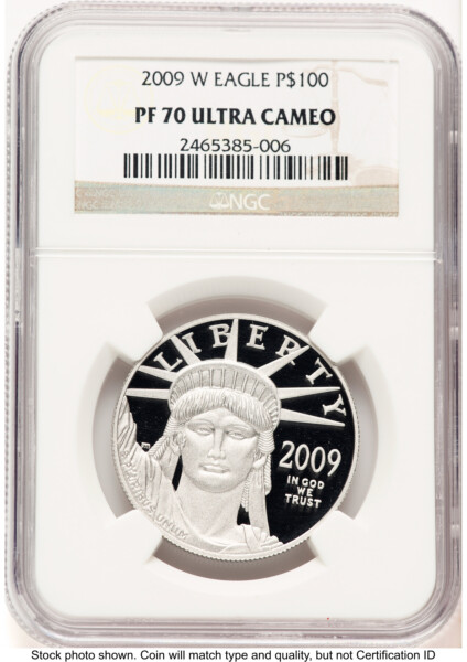 2009-W Proof Platinum Eagle 1 oz Brown Label 70 NGC