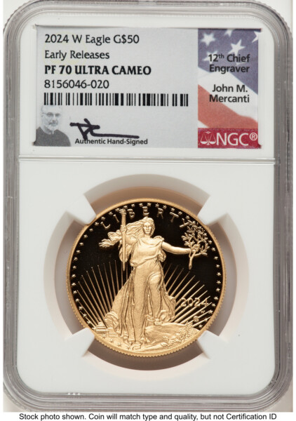 2024-W Proof Gold Eagle 1 oz ER John Mercanti 70 NGC