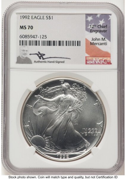 1992 Silver Eagle John Mercanti 70 NGC