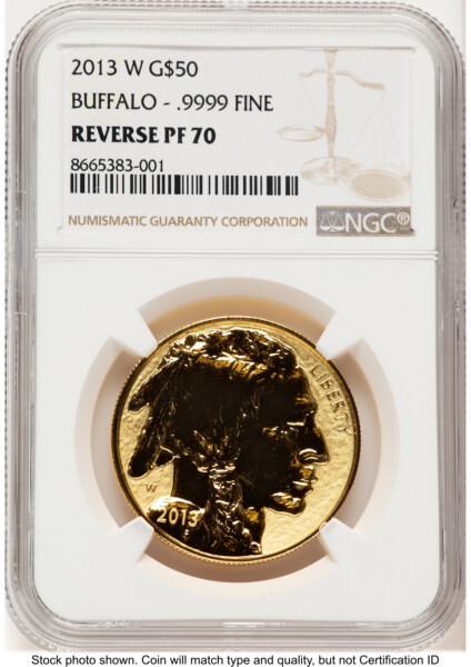 2013-W Reverse Proof Gold Buffalo 1 oz Brown Label 70 NGC