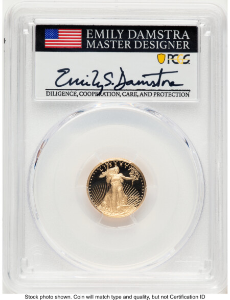 2021-W Type 2 Proof Gold Eagle 1/10 oz AR Emily Damstra 70 PCGS