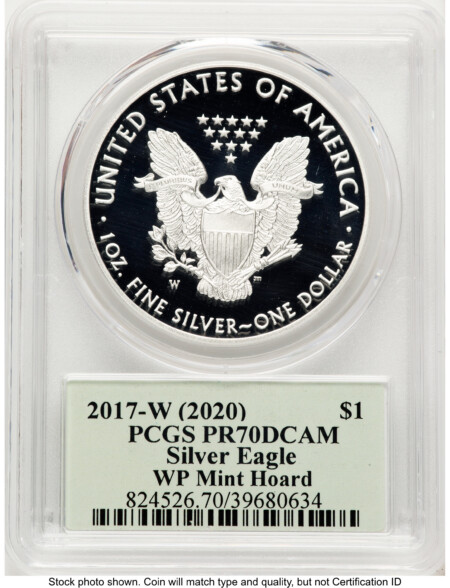2017-W Proof Silver Eagle 1 oz WP Mint Hoard Thomas Cleveland Minuteman 70 PCGS