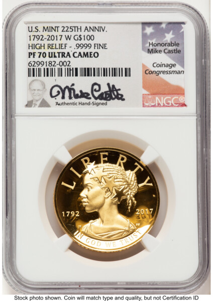 2017-W G$100 American Liberty High Relief, DC Mike Castle 70 NGC