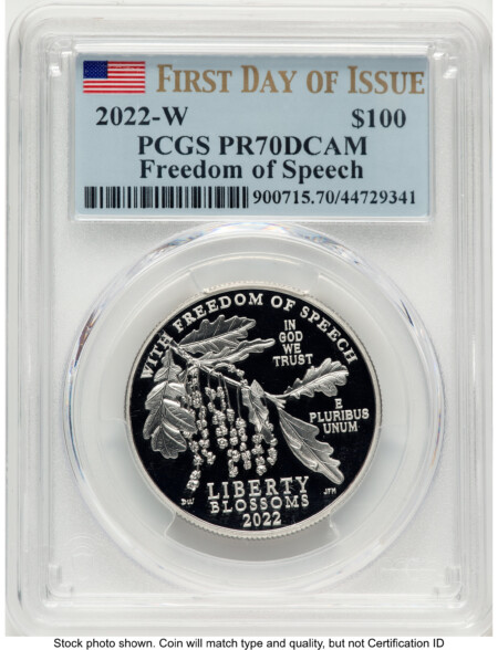 2022-W Proof Platinum Eagle 1 oz FDI Flag 70 PCGS