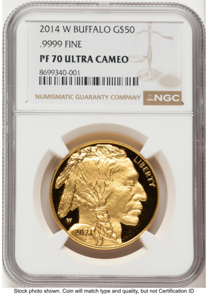 2014-W Proof Gold Buffalo 1 oz 1.00 oz Brown Label 70 NGC