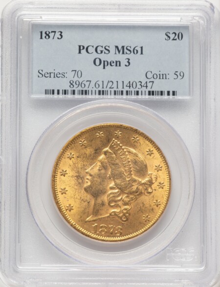 1873 $20 OPEN 3 61 PCGS