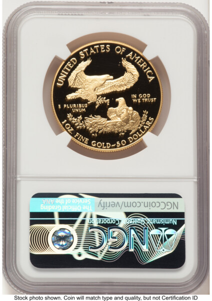 1988-W Proof Gold Eagle 1 oz John Mercanti 70 NGC