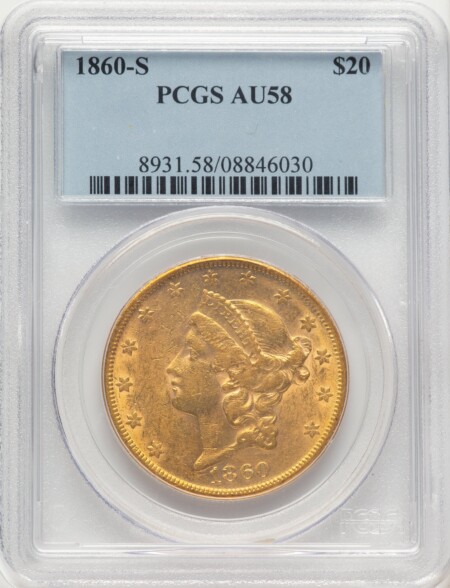 1860-S $20 58 PCGS