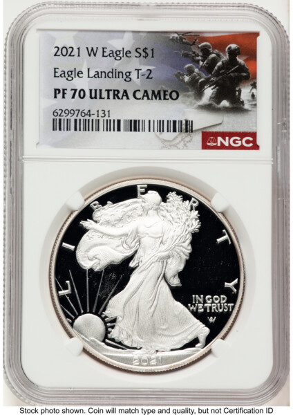 2021-W TY2 Proof Silver Eagle 1 oz Military Flag 70 NGC