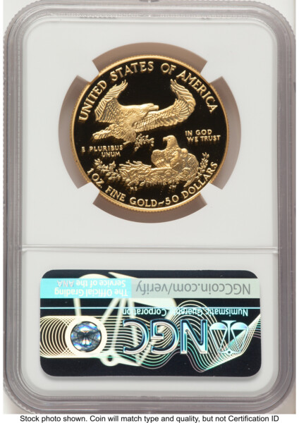 1992-W Proof Gold Eagle 1 oz John Mercanti 70 NGC