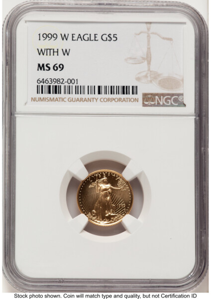 1999-W Gold Eagle 1/10 oz Unfinished Proof Dies Brown Label 69 NGC