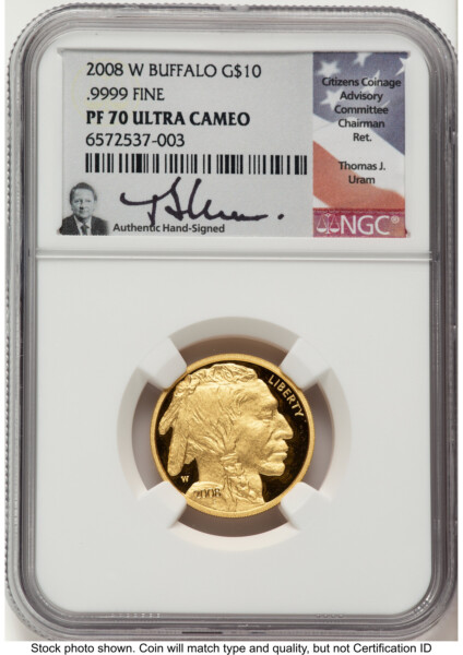2008-W Proof Gold Buffalo 1/4 oz Thomas Uram 70 NGC