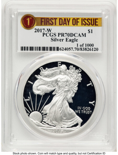 2017-W Proof Silver Eagle 1 oz FDI 1ST 70 PCGS