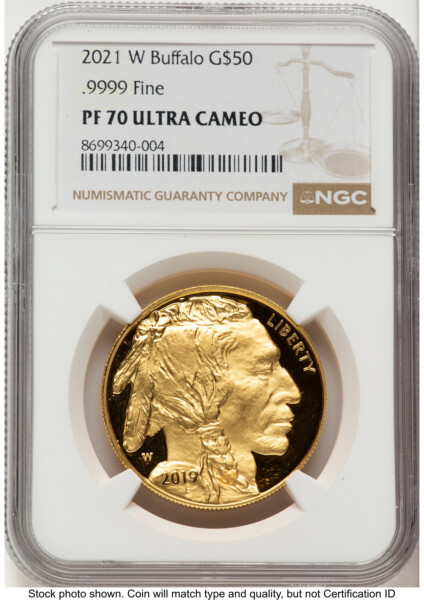 2021-W Proof Gold Buffalo 1 oz Brown Label 70 NGC