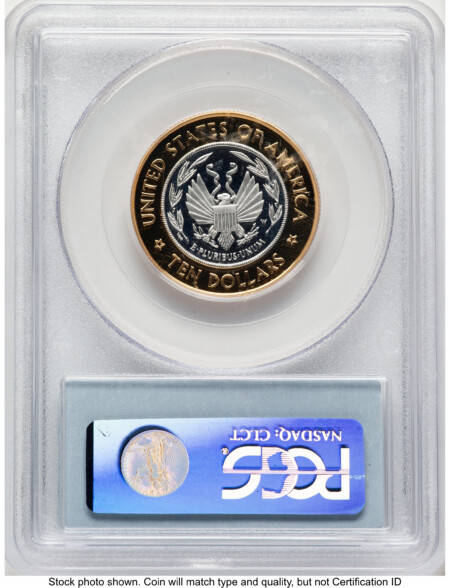 2000-W $10 Library of Congress Bi-Metallic Gold 0.2509 oz and Platinum 0.2509 oz, PR Blue Label 70 PCGS