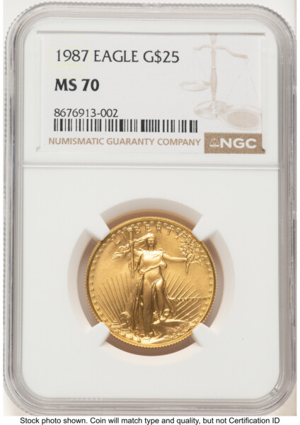 1987 Gold Eagle 1/2 oz Brown Label 70 NGC